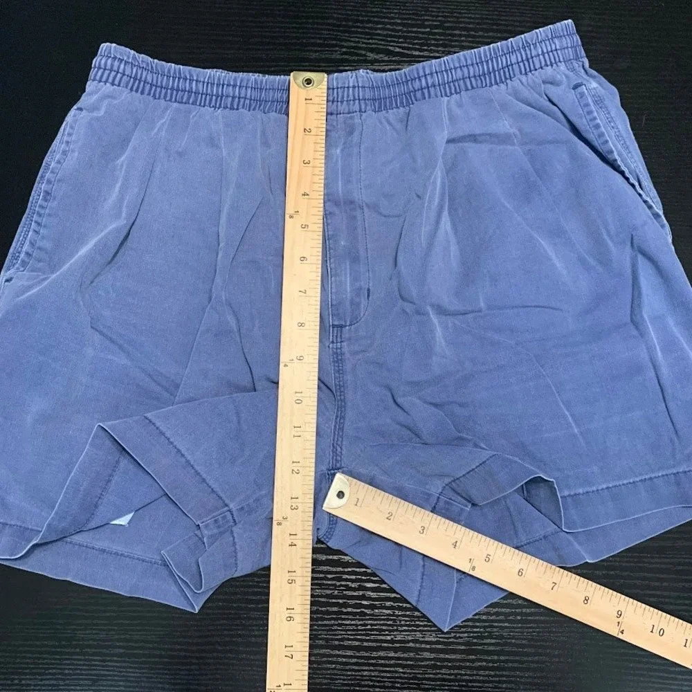 VTG Eddie Bauer Black Label Mens Medium Blue Deck Shorts Elastic Waist 90s
